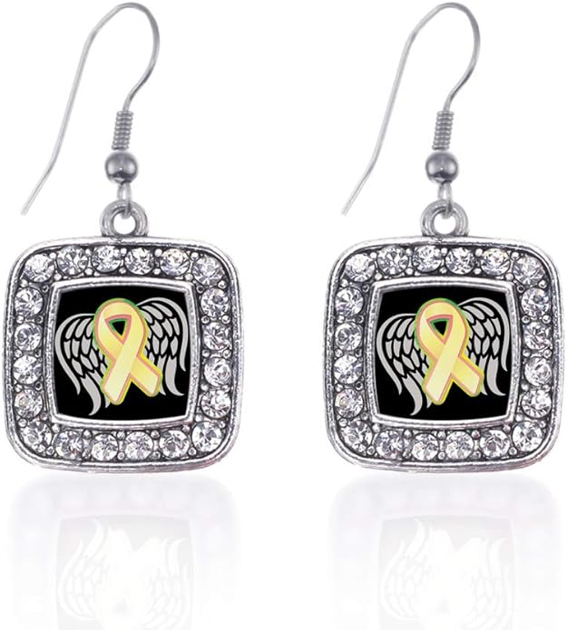 Inspired Silver - Silver Square Charm French Hook Drop Earrings with Cubic Zirconia Jewelry