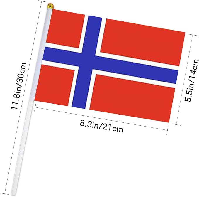 Norway Flag Small Norwegian Flag 12 Pack Mini Hand Held Norwegian Flags on Sticks for Party Parades Sports Events Patriotic Holiday Decorations