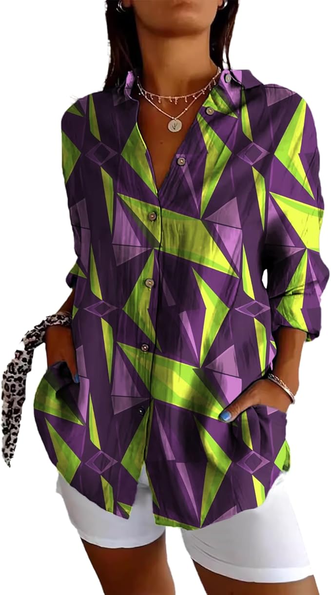 Fashion Summer Shirts Oversized V Neck Basic Vintage Floral Graphic Dressy Button Down Stylish Hawaiian Holiday Outfits