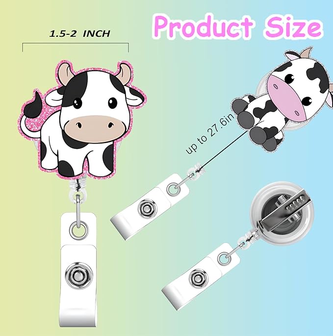 Highland Cow 2pack Badge Reels Retractable Funny Cute Badge Holder with Badge Reel ID Clip Name Tag Card Tag Card Badge Clip Acrylic Accessories Gifts Nurse