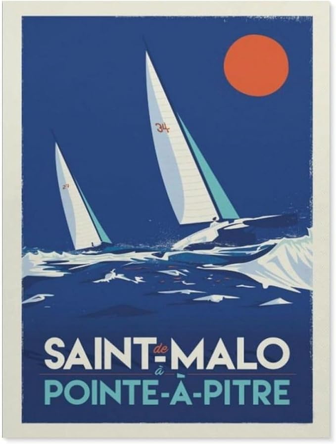 Vintage France Travel Poster Saint-Malo Pointe A Pitre，Wood Jigsaw Puzzle 1000 Pieces Adult Toys Decompression Game（75x50cm）-BM37