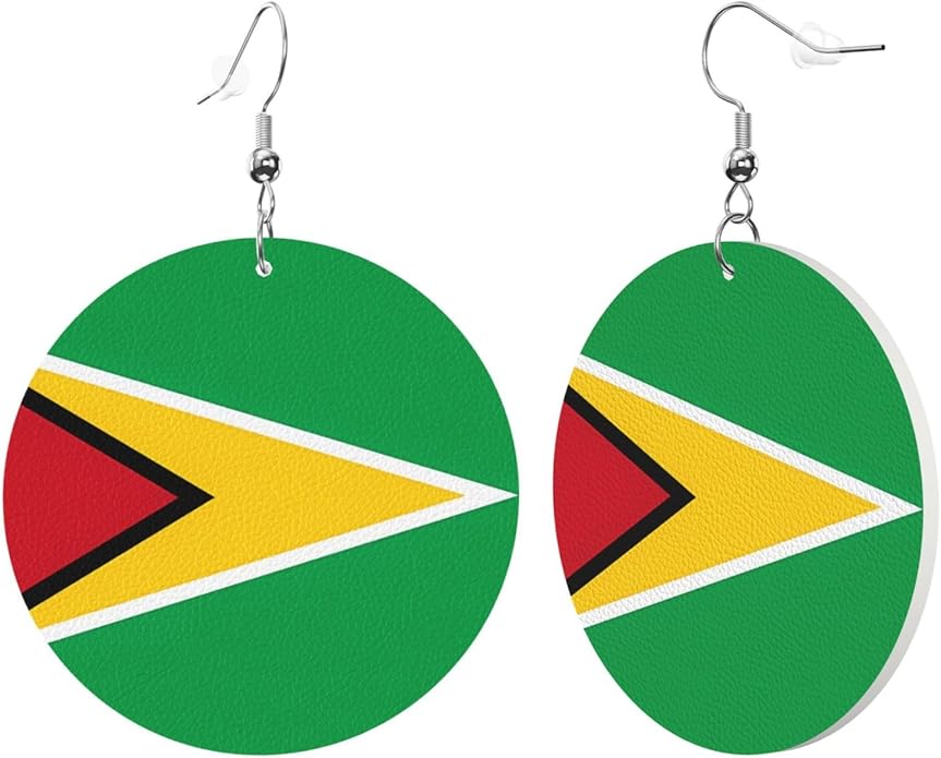 Round Faux Leather Earrings for Women Lightweight Double-Side Printed Drop Dangle Earring for Festival Party Gift
