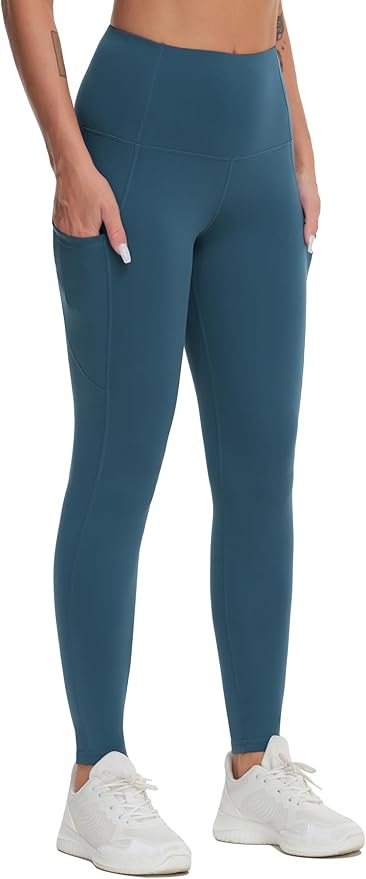 THE GYM PEOPLE Thick High Waist Yoga Pants with Pockets, Tummy Control Workout Running Yoga Leggings for Women