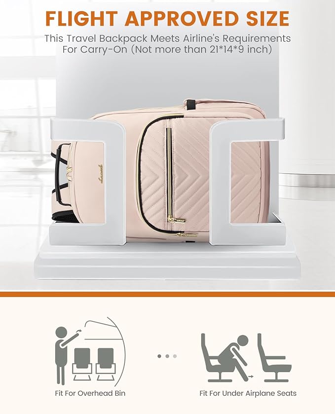 LOVEVOOK Laptop Backpack for Women, Travel Computer Work Bags with 17-inch Laptop Compartment, College School Student Bag Teen Backpacks For Girls, Outdoor Carry On Backpack Purse, Antiquewhite
