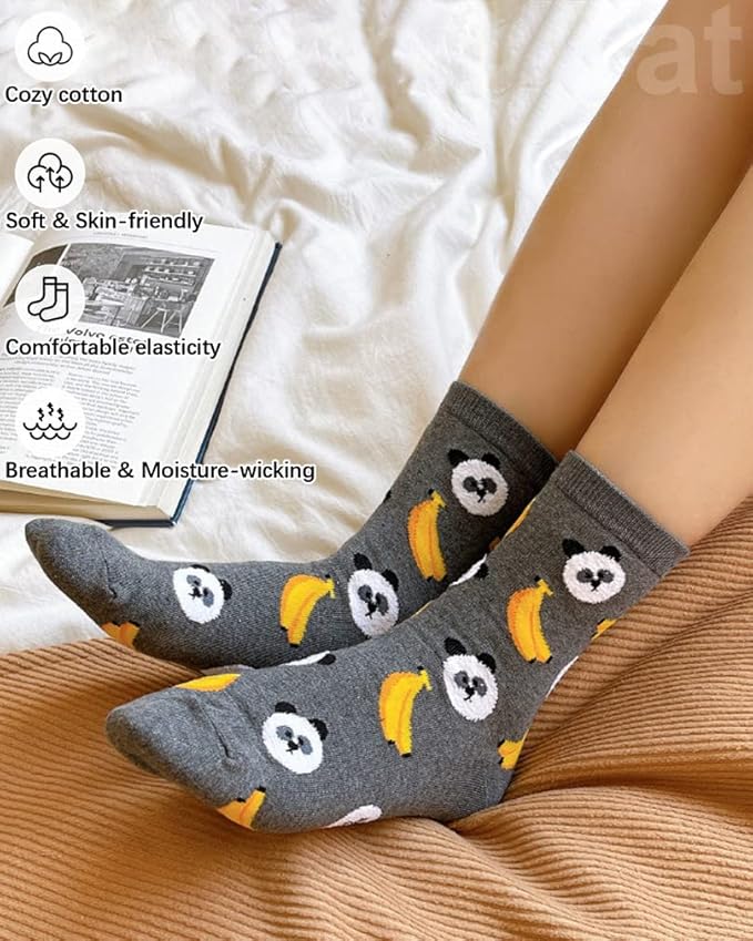 IIG 3-6 Pairs Womens Cute Animal Patterned Funny Novelty Cotton Crew Socks