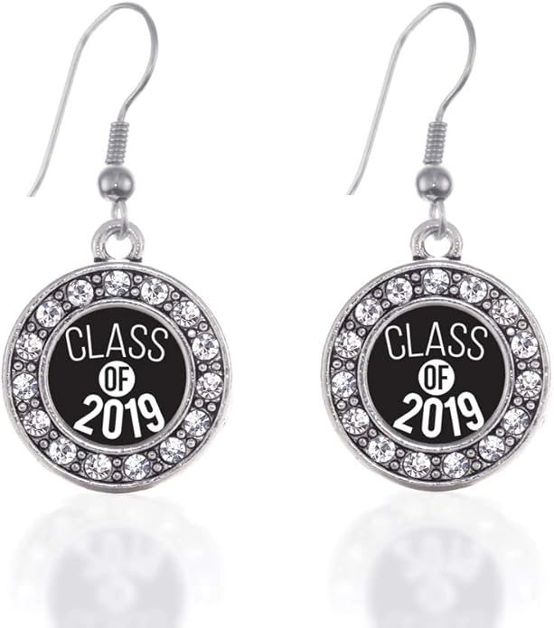 Inspired Silver - Silver Circle Charm French Hook Drop Earrings with Cubic Zirconia Jewelry