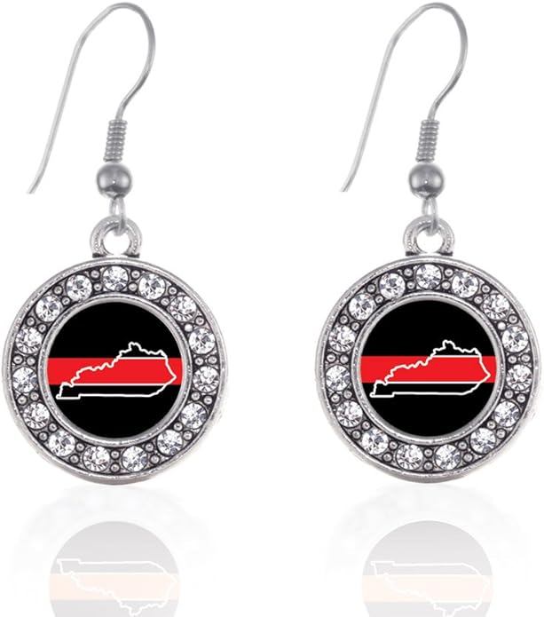 Inspired Silver - Silver Circle Charm French Hook Drop Earrings with Cubic Zirconia Jewelry