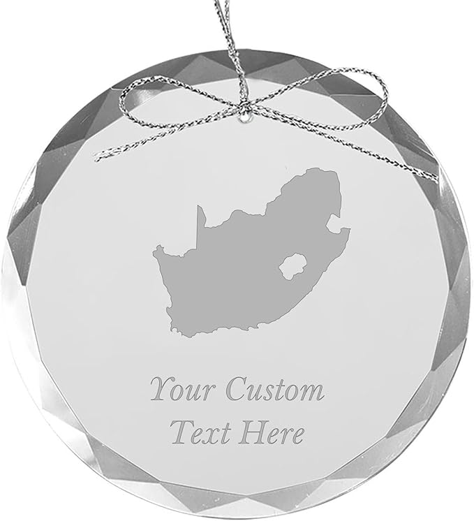 South Africa, Personalized Travel Christmas Ornament – Customized Engraved Glass Keepsake - Custom Family Trip & Vacation, 2024, 2025, 2026, 2027 & Name – Destination Xmas Holiday Ornament