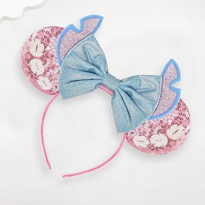 Sequin Mouse Ears Headbands for Women Girls Boys, Glitter Bows Headband for Kids Adults Birthday Party Costume Halloween