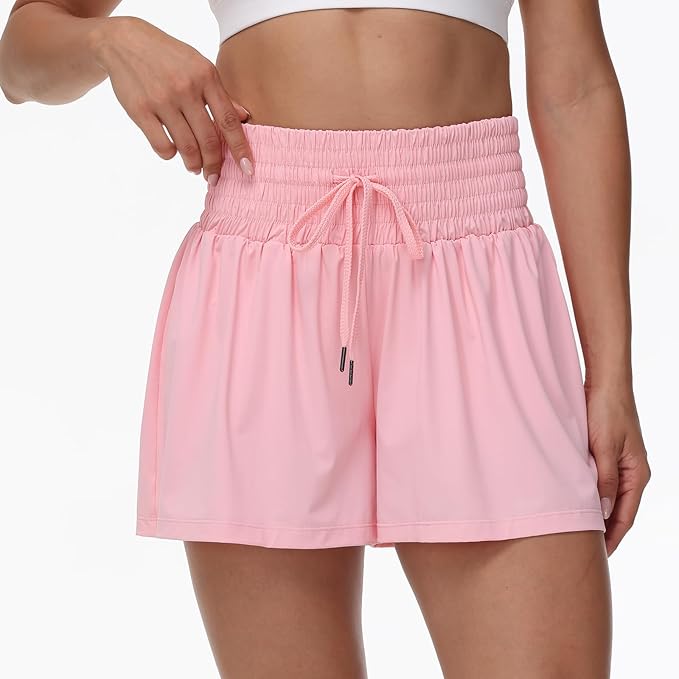 Blaosn Flowy Athletic Shorts for Women Gym Workout Running Short Pants High Waist Skort with Pocket Casual Summer Clothes
