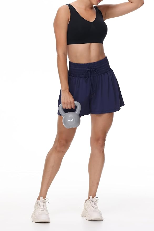 Blaosn Flowy Athletic Shorts for Women Gym Workout Running Short Pants High Waist Skort with Pocket Casual Summer Clothes