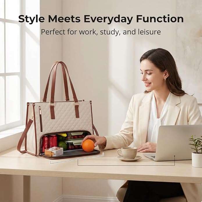 3 in 1 tote bag for women,laptop bag with lunch compartment,work tote with lunch compartment