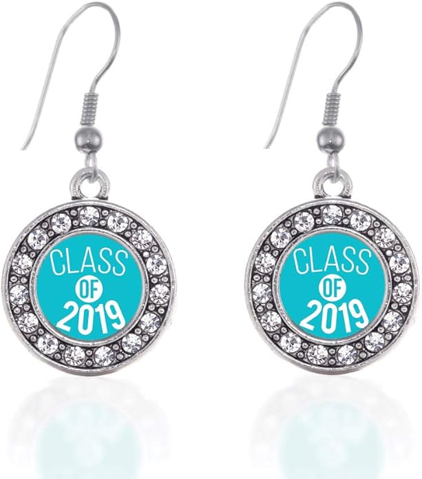 Inspired Silver - Silver Circle Charm French Hook Drop Earrings with Cubic Zirconia Jewelry