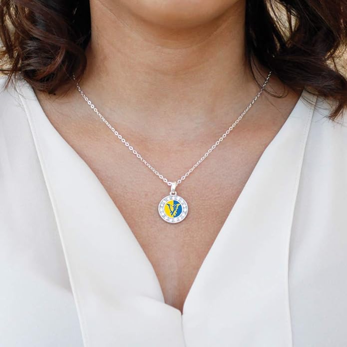 Inspired Silver - Silver Circle Charm 18 Inch Necklace with Cubic Zirconia Jewelry