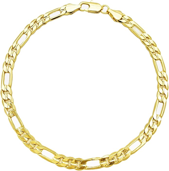BA UNIQUE FASHION Gold Electroplated Anklet for Women, 9-12 Inch Sizes, Figaro, Cuban, Mariner, Herringbone Design - Made in Korea