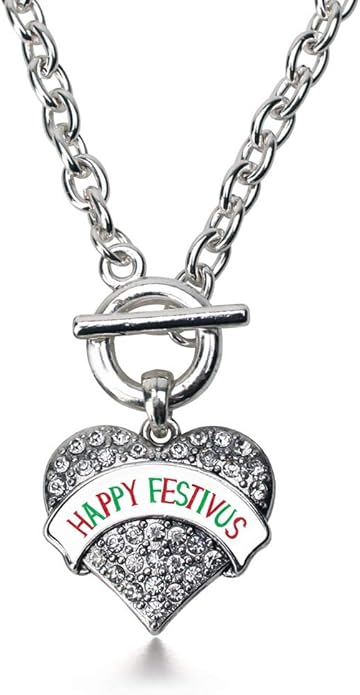 Inspired Silver - Silver Pave Heart Charm 18 Inch Necklace with Cubic Zirconia Jewelry