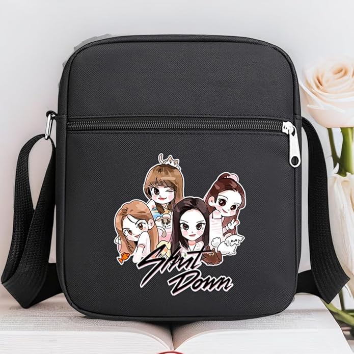 Korean Black K-pop Pink Shut Down Merch Crossbody Bag Handbag for Women