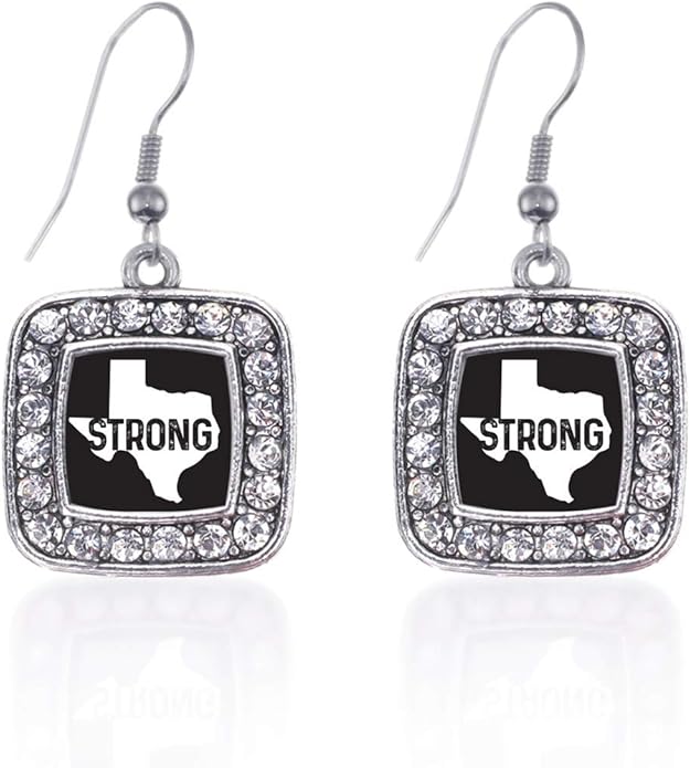 Inspired Silver - Silver Square Charm French Hook Drop Earrings with Cubic Zirconia Jewelry
