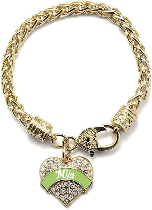 Inspired Silver - Gold Pave Heart Charm Bracelet with Cubic Zirconia Jewelry