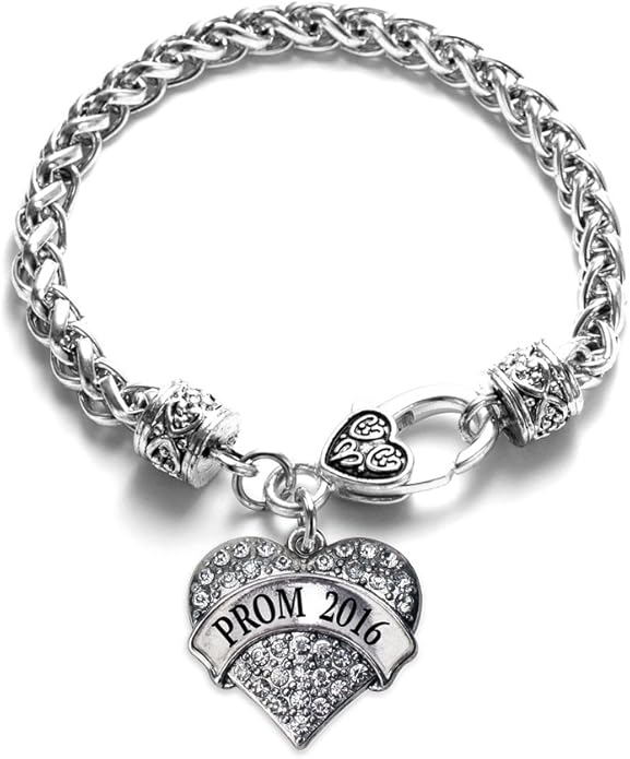 Inspired Silver - Silver Pave Heart Charm Bracelet with Cubic Zirconia Jewelry