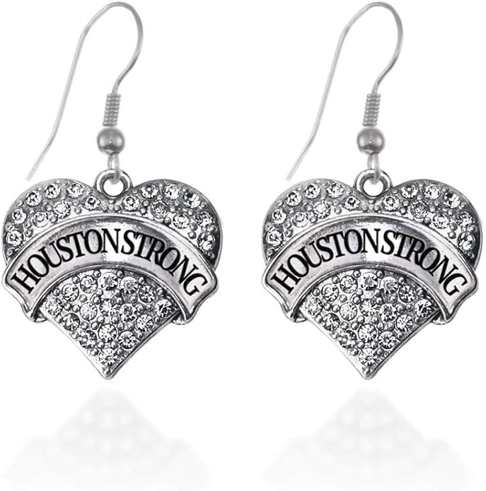 Inspired Silver - Silver Pave Heart Charm French Hook Drop Earrings with Cubic Zirconia Jewelry