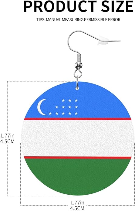 Round Faux Leather Earrings for Women Lightweight Double-Side Printed Drop Dangle Earring for Festival Party Gift