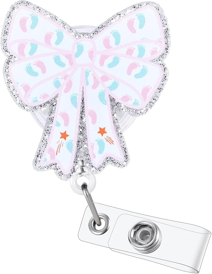 Labor and Delivery Nurse Badge Reel, Cute Retractable ID Card Bow Badge Holder Clip, Funny Medical Badge Buddy for NICU OB GYN Pediatric RN LPN CNA MA ER ED Night Shift Nurse Doctor, Nurses Gifts