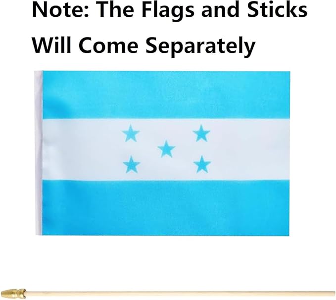 GSYLPFT 12 Pack Honduras Flags on Sticks Honduran Small Mini Hand Held Flags for Office Classroom Holiday Party Decorations