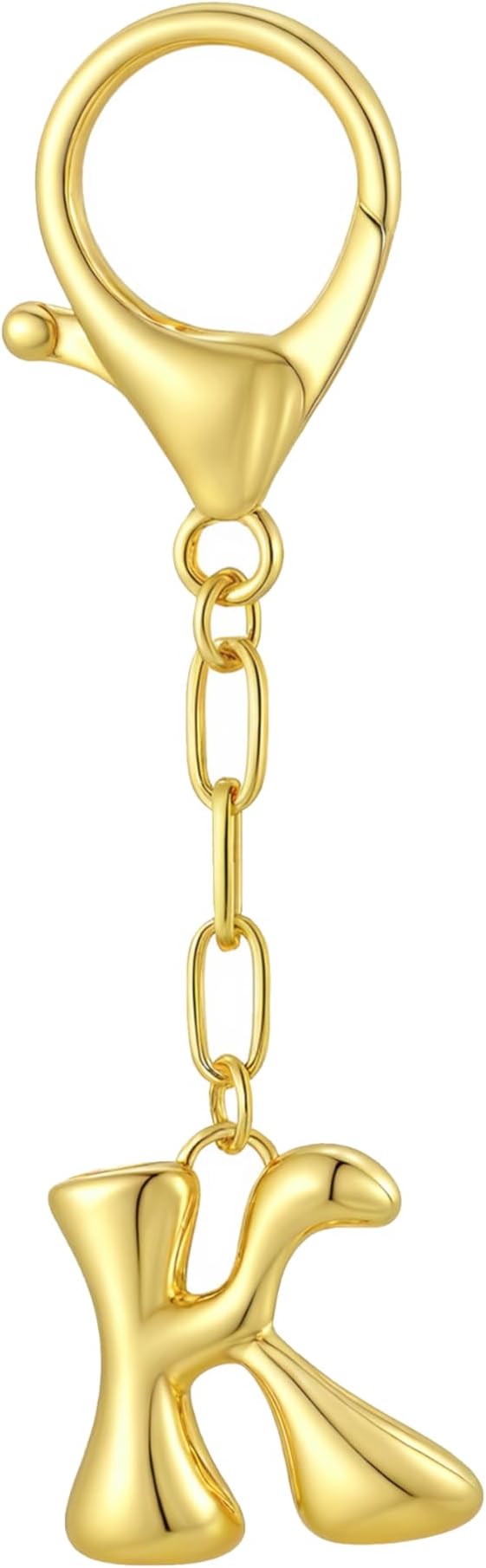 GAOKOXI Gold Bubble Initial Keychain Charm for Women Chunky Bag Purse Charms A-Z Letter Key Chains for Handbag Accessories