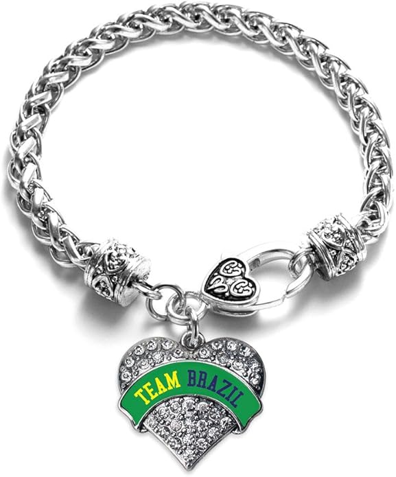 Inspired Silver - Silver Pave Heart Charm Bracelet with Cubic Zirconia Jewelry