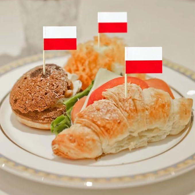 Poland Flag Polish Flag, Small Mini Poland Toothpick Flags for Food, Cupcakes, Cocktails, Appetizers, Bar Party Decorations