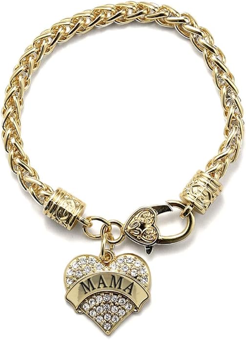 Inspired Silver - Gold Pave Heart Charm Bracelet with Cubic Zirconia Jewelry