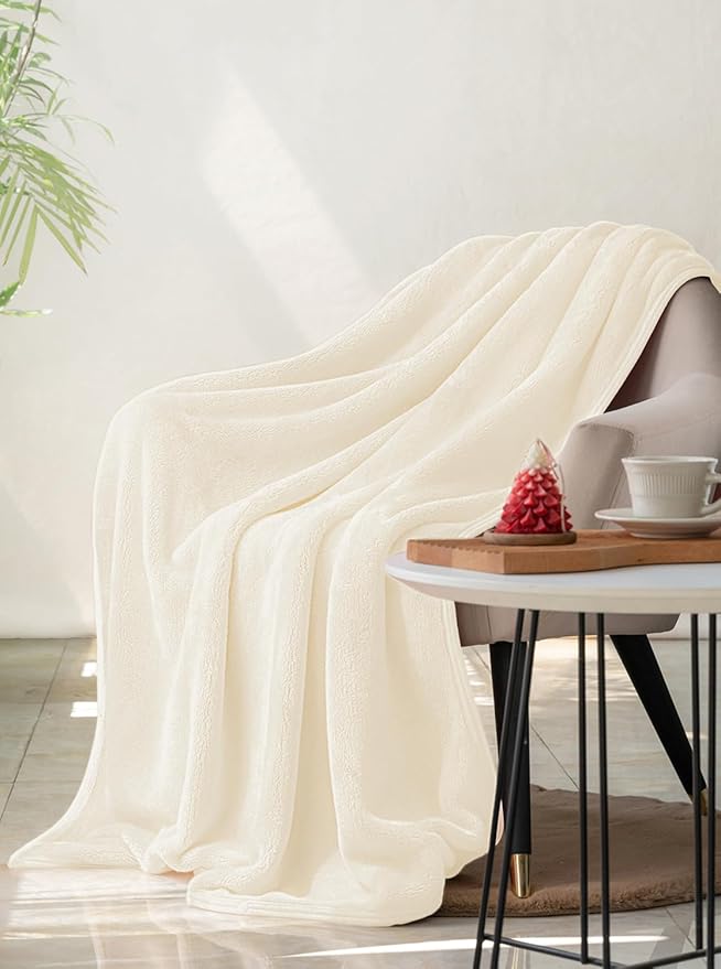 Mellowdy Shawl Blanket Pillow 2-in-1 with Sleeves for Office, Work, Home (Pearled Ivory, 40x60) - Wearable Adult Snuggie Coat Poncho, Airplane Travel Set, Fleece Shoulder Wrap for Men and Women