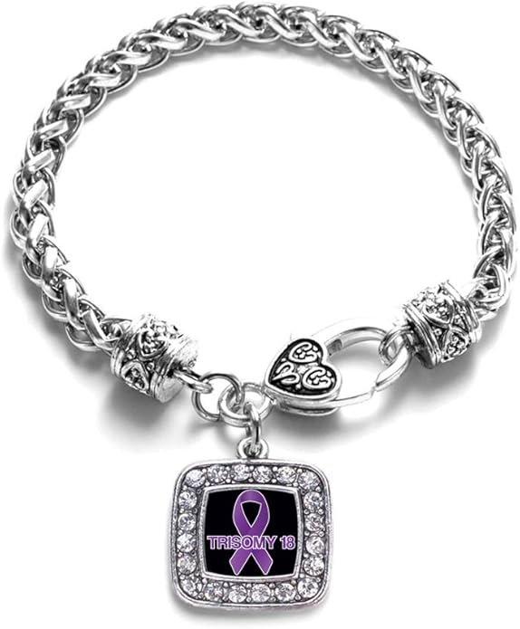 Inspired Silver - Silver Square Charm Bracelet with Cubic Zirconia Jewelry