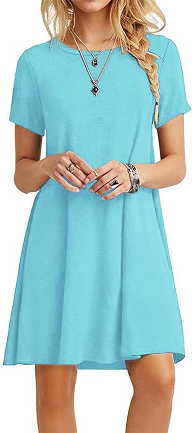 MOLERANI Women's Casual Plain Simple T-Shirt Loose Dress