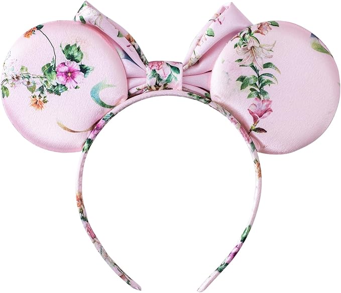 KARETT Sequins Mouse Ears Headband With Glitter Bow Princess Party Decorations For Girls Women