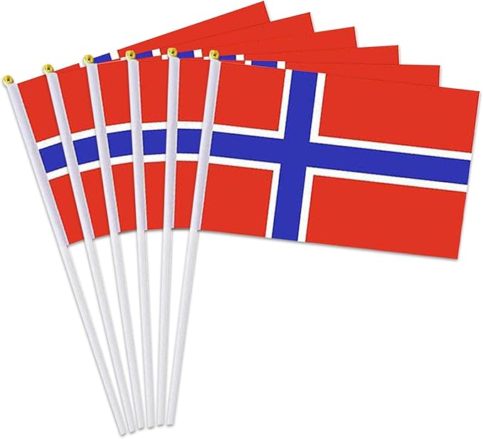 Norway Flag Small Norwegian Flag 12 Pack Mini Hand Held Norwegian Flags on Sticks for Party Parades Sports Events Patriotic Holiday Decorations