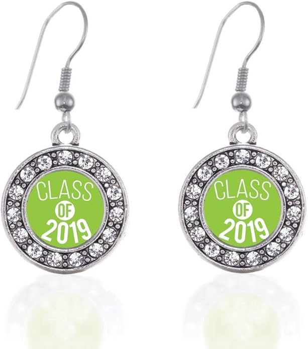 Inspired Silver - Silver Circle Charm French Hook Drop Earrings with Cubic Zirconia Jewelry