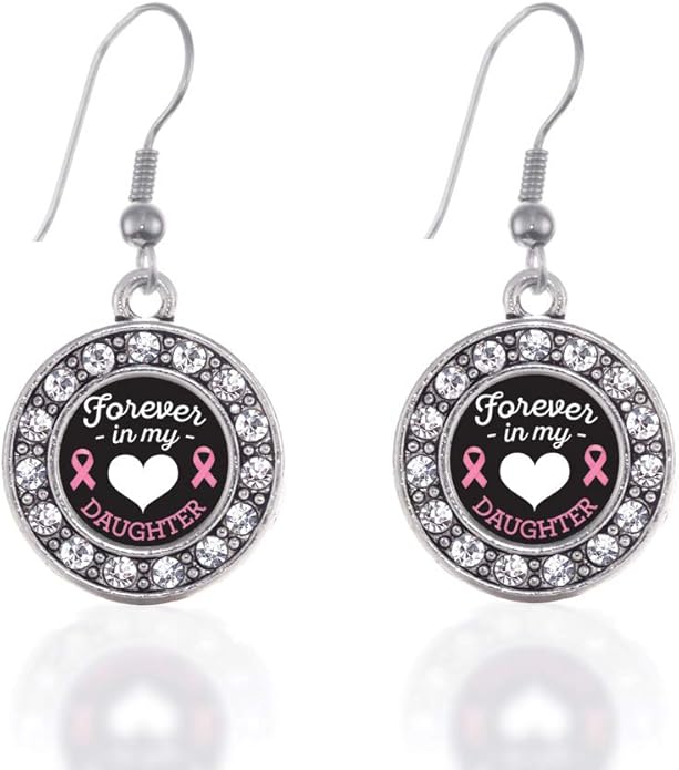 Inspired Silver - Silver Circle Charm French Hook Drop Earrings with Cubic Zirconia Jewelry