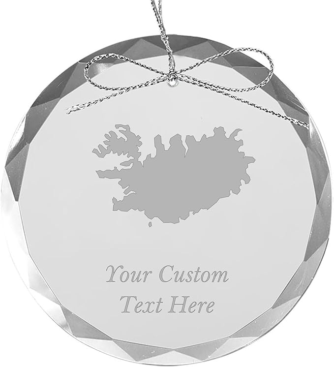 Iceland, Personalized Travel Christmas Ornament – Customized Engraved Glass Keepsake - Custom Family Trip & Vacation, 2024, 2025, 2026, 2027 & Name – Destination Xmas Holiday Ornament
