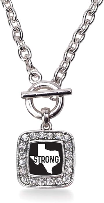 Inspired Silver - Silver Square Charm 18 Inch Necklace with Cubic Zirconia Jewelry