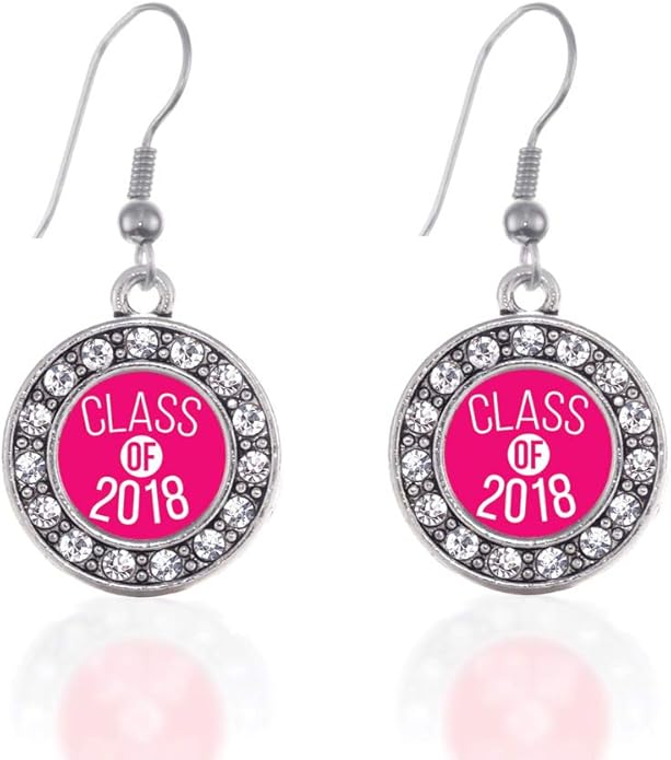 Inspired Silver - Silver Circle Charm French Hook Drop Earrings with Cubic Zirconia Jewelry