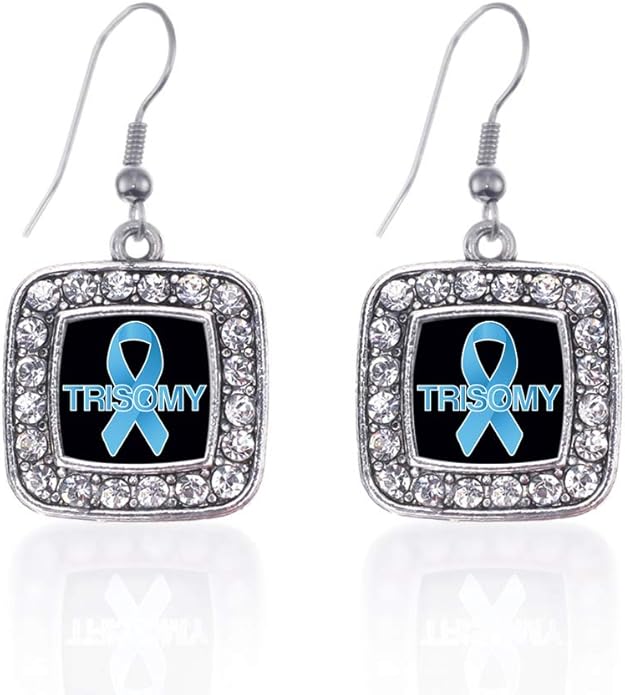 Inspired Silver - Silver Square Charm French Hook Drop Earrings with Cubic Zirconia Jewelry