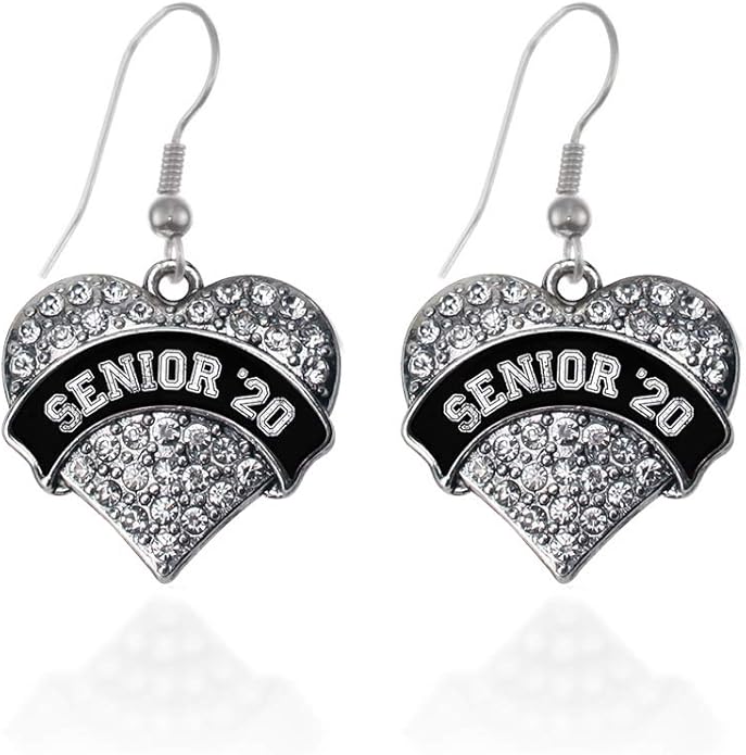 Inspired Silver - Silver Pave Heart Charm French Hook Drop Earrings with Cubic Zirconia Jewelry