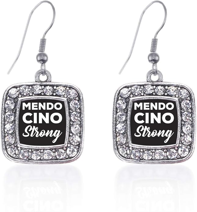 Inspired Silver - Silver Square Charm French Hook Drop Earrings with Cubic Zirconia Jewelry