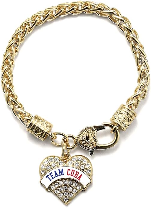Inspired Silver - Gold Pave Heart Charm Bracelet with Cubic Zirconia Jewelry