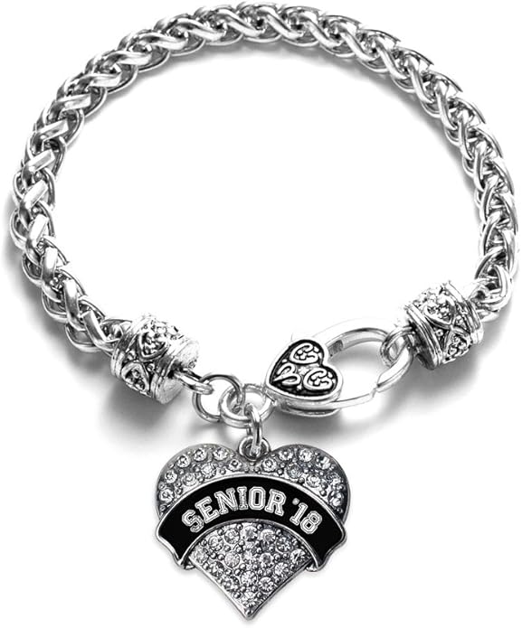 Inspired Silver - Silver Pave Heart Charm Bracelet with Cubic Zirconia Jewelry