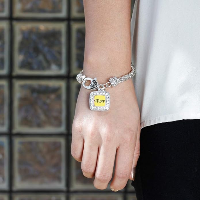 Inspired Silver - Silver Square Charm Bracelet with Cubic Zirconia Jewelry