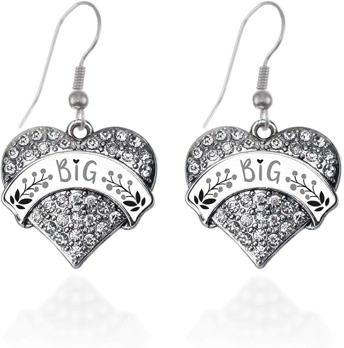 Inspired Silver - Silver Pave Heart Charm French Hook Drop Earrings with Cubic Zirconia Jewelry