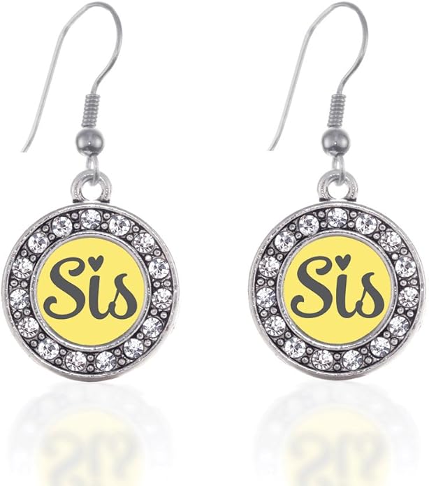 Inspired Silver - Silver Circle Charm French Hook Drop Earrings with Cubic Zirconia Jewelry